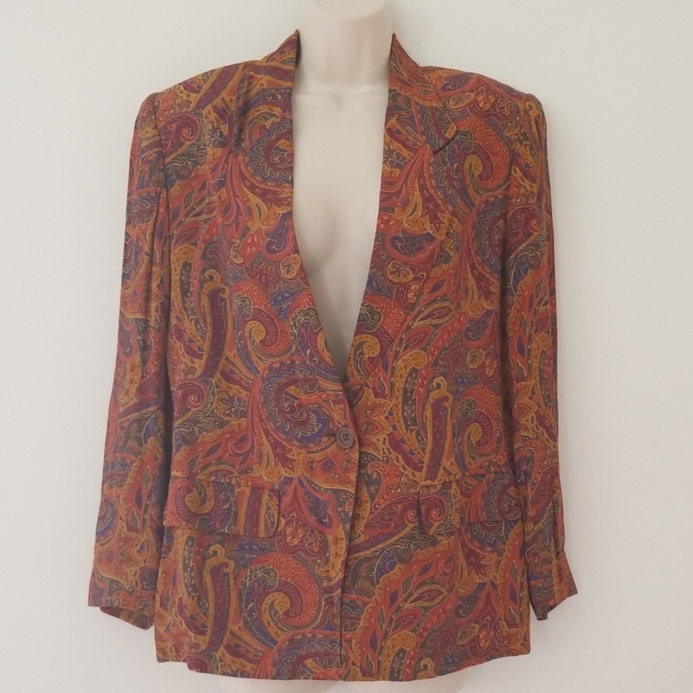 Liz Claiborne Petite Collection Paisley Blazer 8